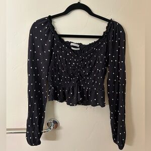 urban outfitters smocked polka dot top
